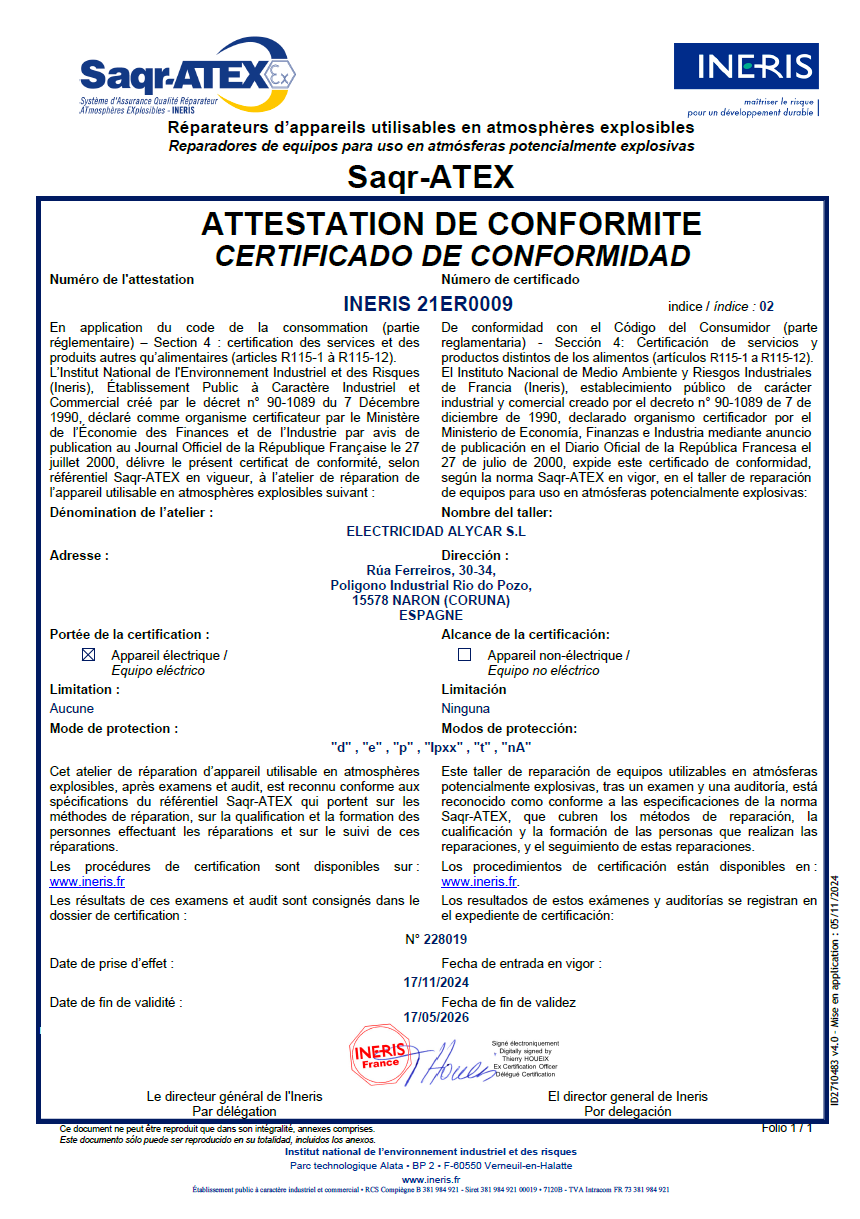 Certificado Saqr-ATEX